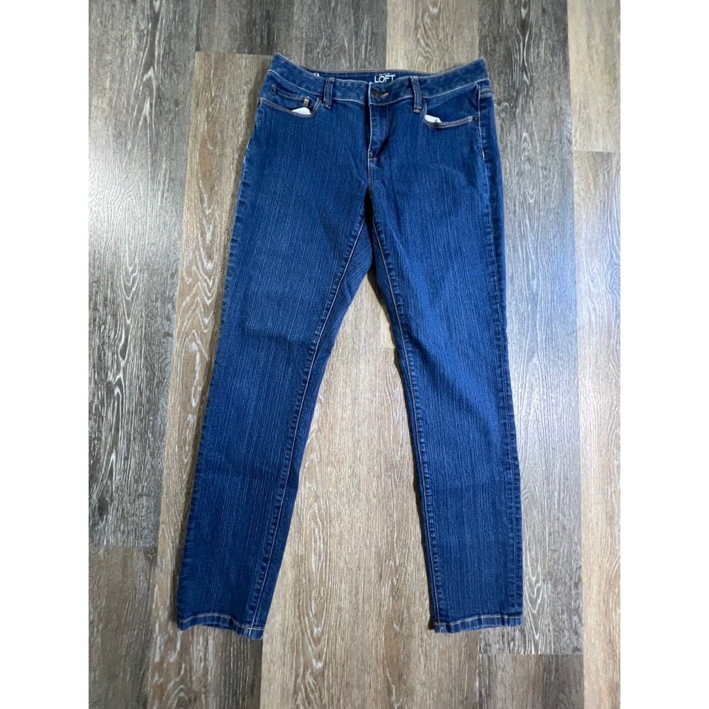 Loft Curvy Skinny Jeans Women Size 8 Blue Dark Wash Stretch Denim Pants